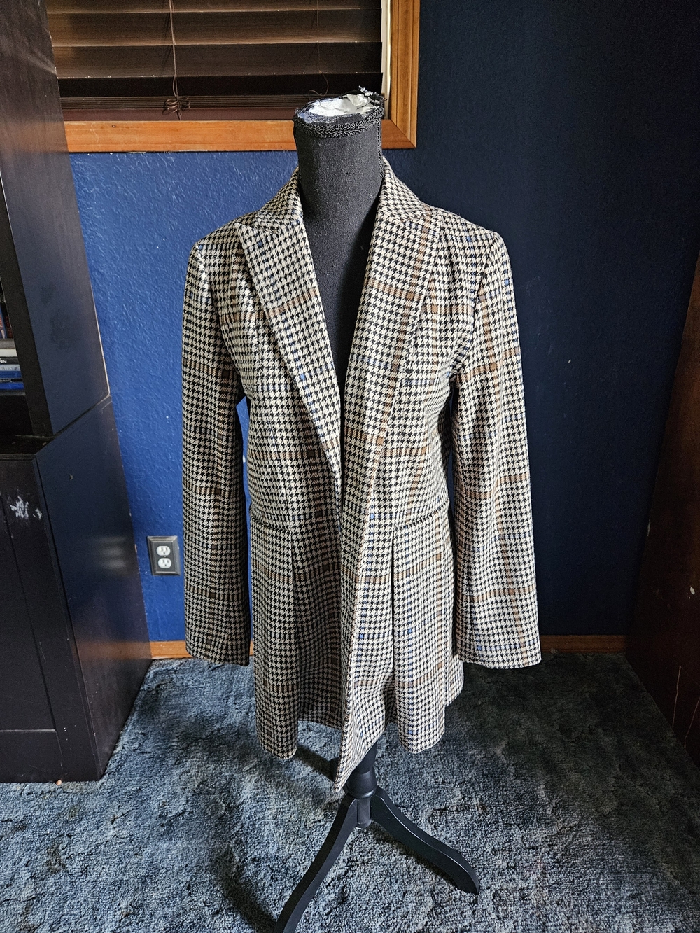 Soft Surroundings Houndstooth Jacket in Black, White & Brown size xs womens